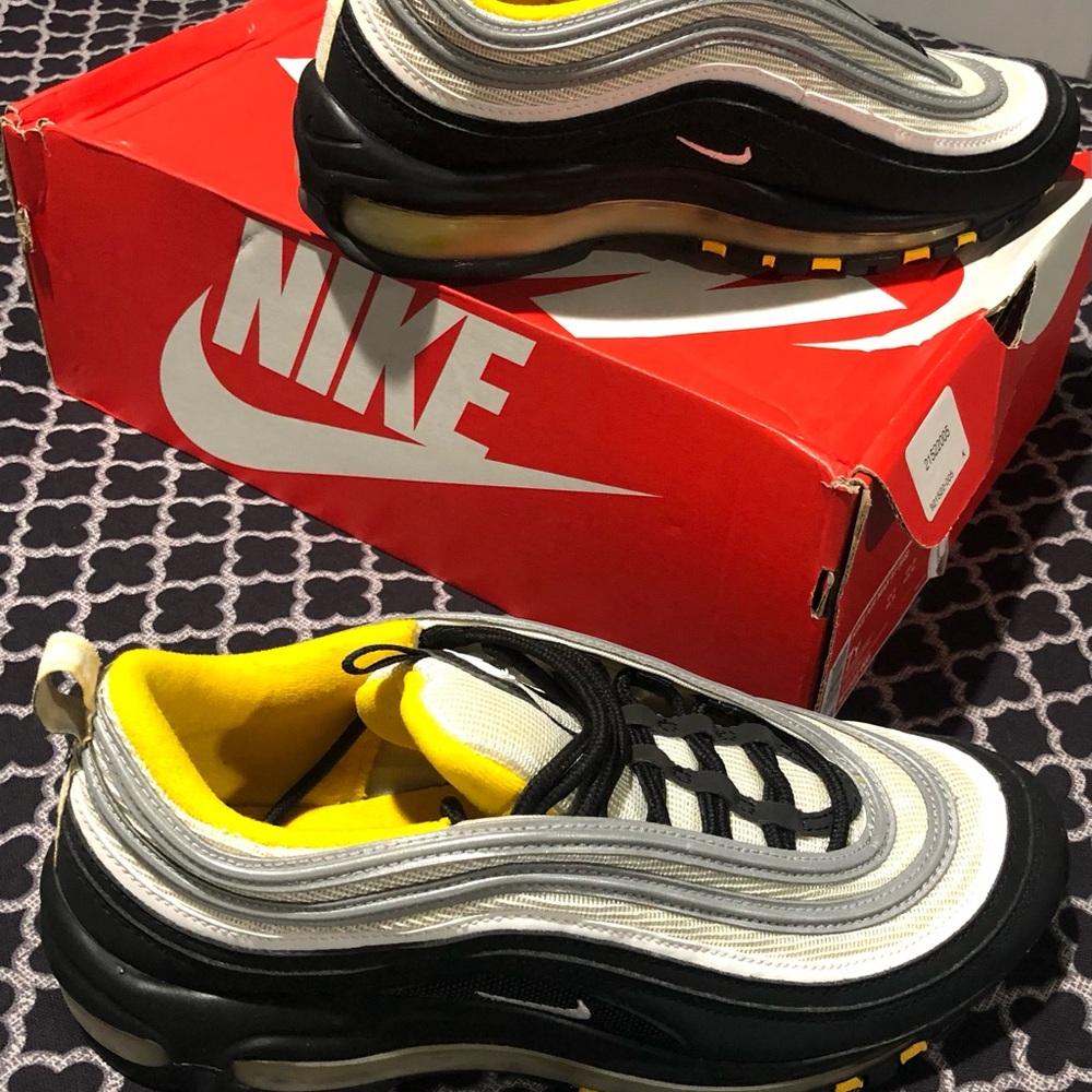 Nike Air Max 97 Black Yellow GS Armadillo 921522-005 Youth 7Y Reflective